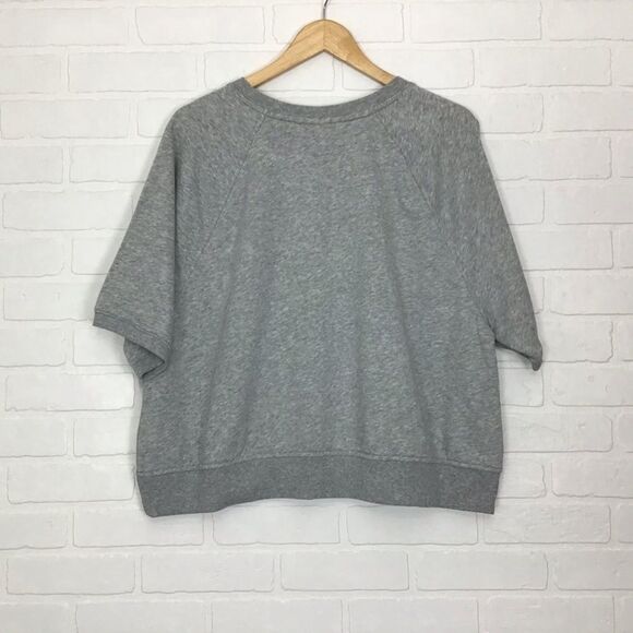 Boxy 𝅺RETRO crop Short sleeves fleece sweater summer Old Navy graphic yellow XL - Picture 3 of 9